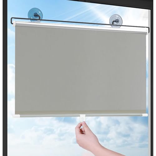 Persianas Enrollables Blackout para Ventanas, Estores Enrollables con Ventosas, Estores Enrollables De Protección Solar, Persianas Temporales, Cortinas Opacas 30 80cm Ancho,grey 80x100cm/31 * 39in