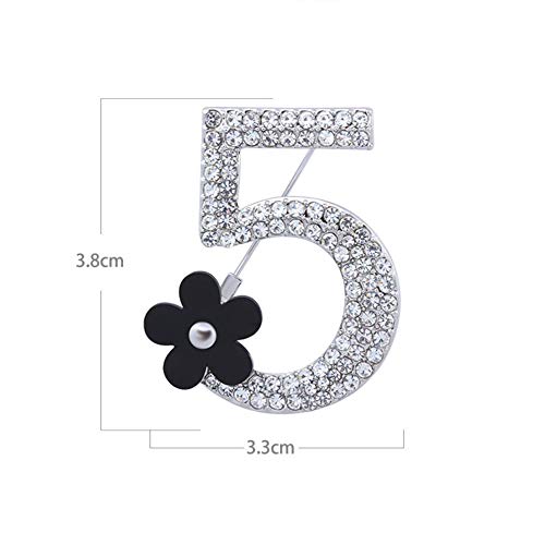 Celebrity Design Number Five Brooch Pin Corsage Scarf pin Rhinestones Breast pin for Wedding/Banquet2