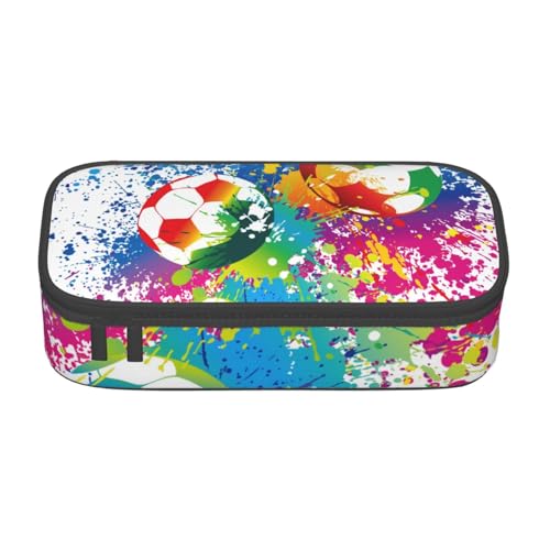 Image of Colorful Soccer Pencil Case Big Capacity Storage Pencil Pouch Stationery Bags With Zipper Portable Pen Holder Box Organizer For Boys Girls Teens Student College School Office Supplies