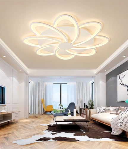 Lumière chambre à coucher et salon moderne avec plafonnier LED blanc télécommandé 8 lampes - 4