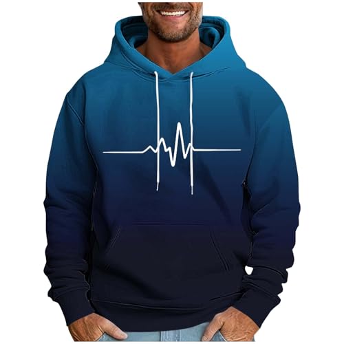 Funny Graphic Hoodies for Men Casual Gradient Pullover Tops Fall Winter Long Sleeve Fleece Hooded Sweatshirts
