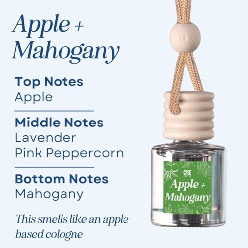 Image of C&E Craft Co Hanging Car Air Freshener Diffuser 2 Pack, Long Lasting Fragrance Oil Car Freshener, Glass Bottle Auto Air Freshener, Made in USA (Apple & Mahogany + Teakwood & Mahogany)