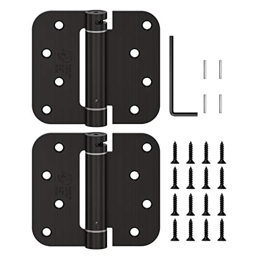 HOSOM Self Closing Door Hinge, Spring Hinge, 4 Inch, Adjustable Tension for Garage, Front Door, Back Door, UL Listed, for Left and Right Hand Door, 5/8'' Radius Corners, Oil Rubbed Bronze, 2 Pack