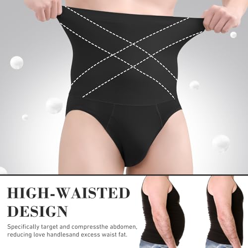 Men's Tummy Control Shapewear Boxer Briefs Waist Girdle Slimming Body Shaper Compression Short Nylon Stretchy(Grey)3