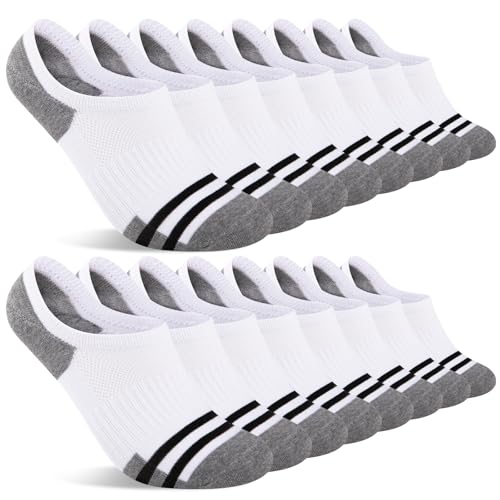 Heatuff Mens No Show Socks - 8 Pairs of Thin Non Slip Cotton Invi...