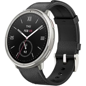 Amazfit Active 2 44 mm Smartwatch Premium para Android e iOS, bateria de 10 dias, resistência à água, mapa GPS, vidro de safira (Black Leather Strap)