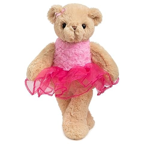 WENMOTDY Ballerina Teddy Bear Stuffed Animal Cute Plush Bear in Tutu Skirt Birthday Dance Recital Gifts for Girls Kids 21’’ Pink Cover