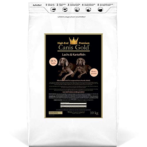 Canis Gold 10 kg Adult 58% Lachs + Kartoffel (Monoprotein) getreidefreies Super Premium Hunde Trockenfutter