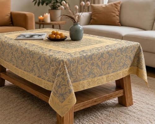 Image of Cotton Net Embroidered Center & Dining Table Cover for 4 Seater | Rectangular 40x60 Inch | Lightweight & Washable Table Cloth | Pack of 1 (Yellow)