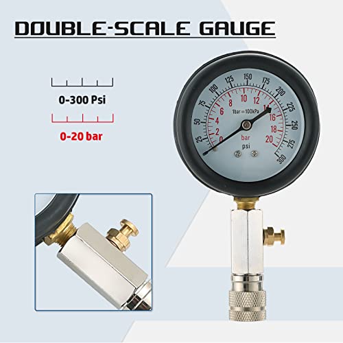 Dasbet Petrol Gas Engine Cylinder Compression Tester 0-300 Psi 3" Gauge Kit Auto Tool With O Ring #TOP4