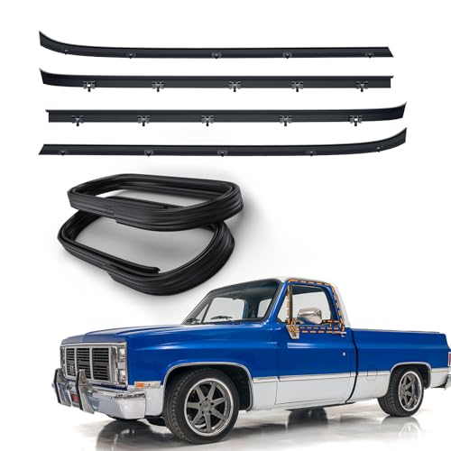 ItranMc Front Door Window Weatherstrip Kit Molding Sweep Felt Trim Seal & Run Channel Seal for GMC C1500 C2500 C3500 K1500 K2500 K3500 Jimmy Chevy C10 C20 C30 K5 K10 K20 K30 Suburban R1500 R2500