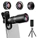 Phone Camera Lens, CESCOM 9 in 1 Cell Phone Camera Lens Kits, 25X Telephoto Zoom Lens, 20X Macro Lens, 120° Wide Angle Lens, 198° Fisheye Lens for iPhone 11 Pro/X/XR/XS Max/8+/7, Google and Android.