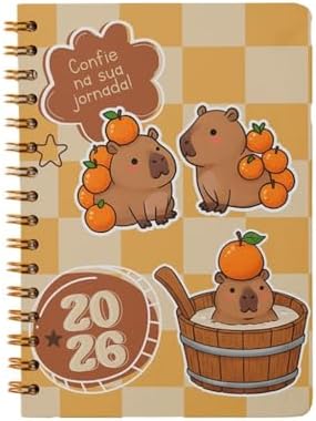 AGENDA 2026 DIÁRIA CAPA DURA ESPIRAL 168 FOLHAS CAPIVARA/ASTROSUR...