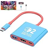 Switch 2用ドック【2025年新登場-3in1多機能】スイッチ 2 ドック テレビ接続出力 直接にTV出力 ドック多機能 HDMI 4K@60Hz/USB 3.0/PD100W 急速充電 Type-c充電器 TVモード/充電モード マルチシステム互換性 遅延なし 持ち運び便利 スイッチ ドック替換 小型 アダプター (青赤)