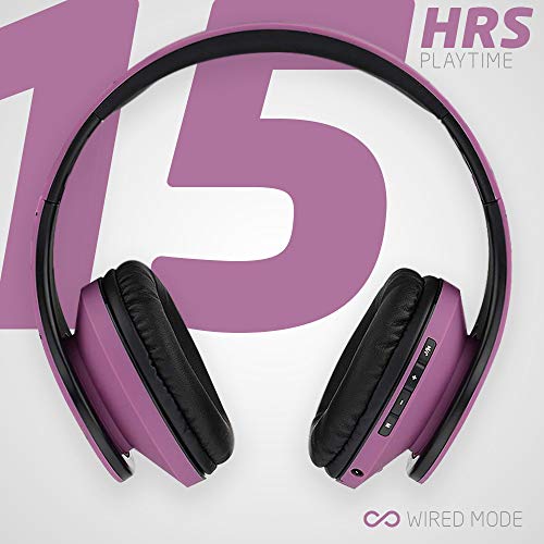 PowerLocus Bluetooth Cuffie Auricolari Pieghevoli, Over Ear Bluetooth Headphones Stereo Senza Fili Cuffie o Collegate Headset con Microfono, Micro SD/TF, FM per iPhone/Samsung/iPad/PC (Nero/Viola)