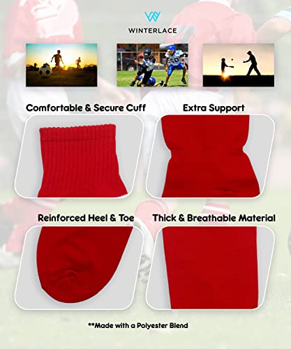 Winterlace Kids Soccer Socks 6-Pair Youth Knee High Striped Athletic Boys Girls Sports Softball Baseball Pack4