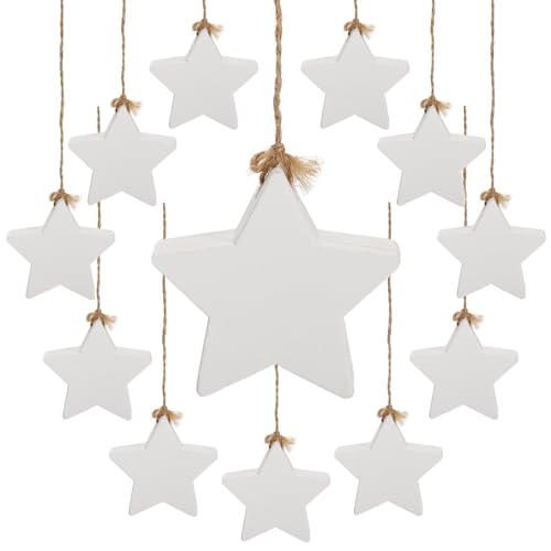 Apipi APIPI-XMAS-TREE-WOOD-STAR-W-12PCS 12 Pcs Christmas Farmhouse Star Ornaments cover
