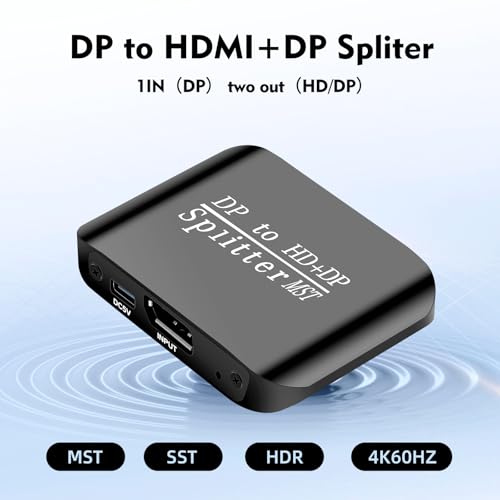 Répartiteur DisplayPort vers HDMI métal noir ACHAVE boîtier de conversion vidéo premium