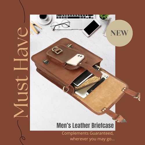 Urban Leather 12 Inch Small Messenger Bag Shoulder Bags Cross Body Brown Vintage Satchel Handbag For Men Women Tablet Purse thumb #4