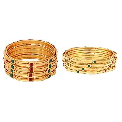 Efulgenz Indian Bollywood Traditional Ethnic Faux Multicolor Stone Bracelets Bangle Set Wedding Jewelry for Women (2.37, Combo 1)