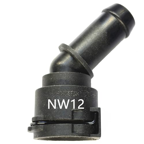 45 Degree Coolant Hose NW12 Connector, Smooth Barb Quick Connect Fitting, Replacement for BMW, X3, X5, X1, 3 Series, 5 Series, X7, Mercedes-Benz, Audi, VW, B38 B48 B58 Engine,Radiator Water Pipe Elbow