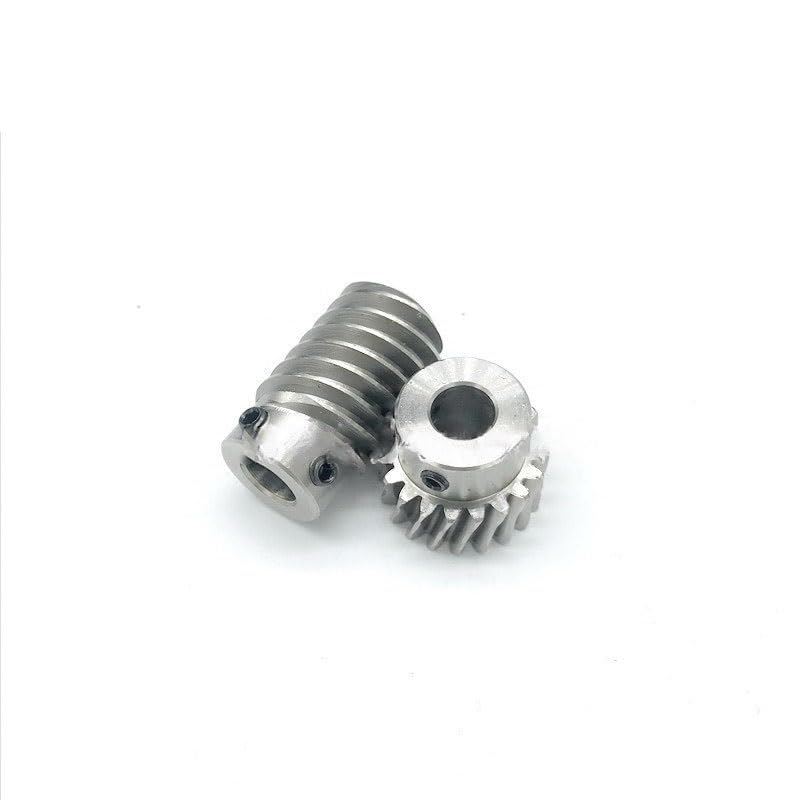 Angle Steering 1 Set 1 Module 20 Teeth Stainless Steel Worm Gear 8mm Bore 1:5 Transmission Right Angle Reversing Gearbox Worm Gear Driving Change