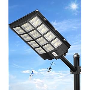 JAYNLT 6000W Solar Street Lights Outdoor,6500K 600000LM Highest Lumen Solar Parking Lot Lights,Waterproof Duks to Dawn Solar Flood Security Lights Motion Sensor for Yards, Driveways