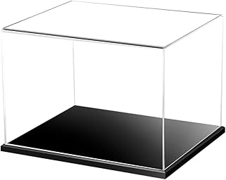 LEISHENT Acrylic Display Case with Black Base, Simple Self-Assembly Dustproof Showcase, Cube Countertop Box for Collectibles 20cm,100mmx400mmx125mm