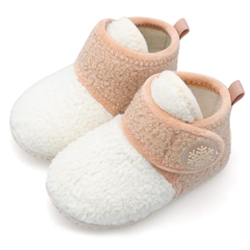 Image of FEETCITY Baby Booties Girls Boys Infant Slippers First Walkers Shoes Warm Socks Newborn Crib Shoes