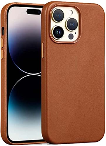 Housse de téléphone arrière en cuir pour iPhone 14 Pro avec chargement magnétique Magsafe