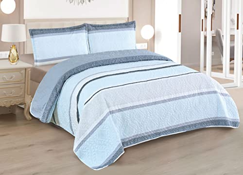BESCH Colcha Boutis para Primavera y Verano Bicolor Reversible Estampada + 1 Funda Cojin 50x70 cm - Colcha Ligera Fina Entretiempo (Cama 90, 180x260cm)