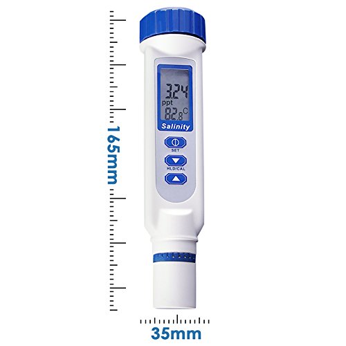 2 in 1 Digital Salinity Temperature Meter with ATC, Digital Pen Type Salinometer Salinity Temp Meter - 0~70 PPT, for Saltwater Seawater, Hydroponics, Water, Pool Monitoring & Testing