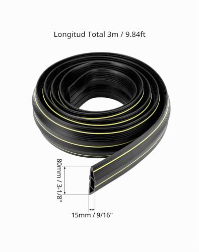 Miniatura 6 de Qwork Canaleta Cables Suelo, 3 M, Protector De Cable, 3 Canales, Oculta Y Protege Cables Y Alambres