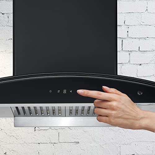 Image of Carysil Sam 90 cm 1000 m /hr Heat Auto Clean Kitchen Chimney - Digital Display | Touch control | Angle filter system | Black body /black Glass | Oil Collector