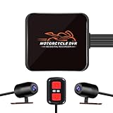 VSYSTO Moto Dash Cam Obiettivo Grandangolare 130°, Doppia Fotocamera Anteriore e Posteriore 1080P, Nessuno Schermo, WiFi, Visione Notturna, Sensore G, Registrazione in Loop (Arancione)