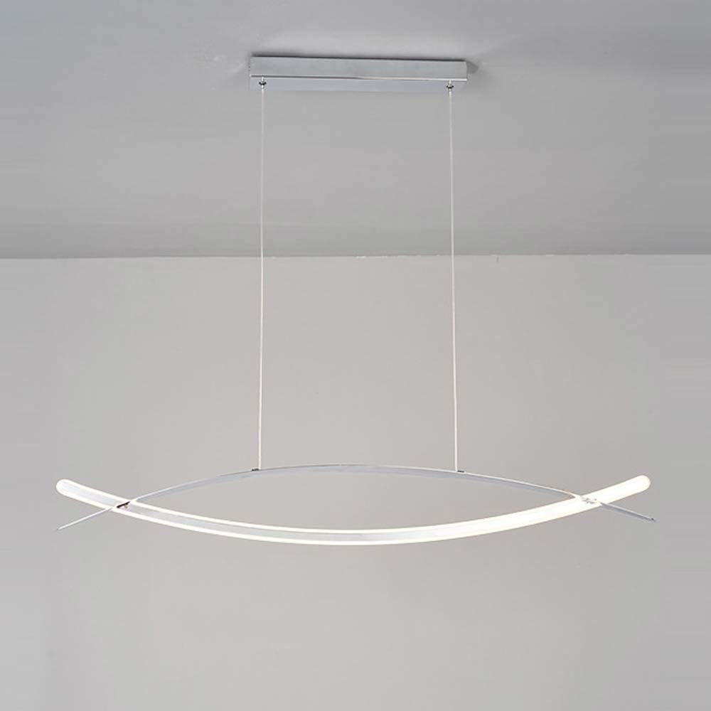 HXYSXHJUO Dimmable Linear Chandelier - 35/48W Black Metal Pendant Light Fixture for Living Room, Dining, and Kitchen