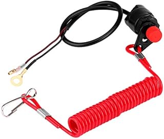 Universal Marine Engine Kill Switch Stop Switch Motorcycle Outboard Lawn Mowers Emergency Kill Stop Button Switch with Tether Lanyard Cord