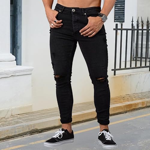 Men's Slim Fit Jean Pants Stretch Fit Skinny Tapered Leg Distressed Ripped Jeans Fashion Comfort Clothing for Men4
