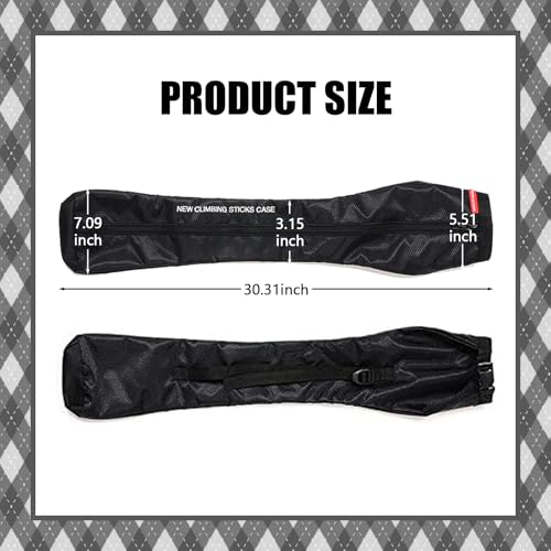 Chris.W Portable Trekking Pole Carrying Bag Storage Bag Pouch with Zipper for Walking Stick Hiking Poles Travel Case(Black) - Thumbnail 2