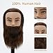Male Mannequin Head,Training Head with 100% Human Hair 12inch Barber Mannequin Head Male Mannequin Head With Beard for Hair Styling, Practicing Cut Styling（With Beard,Dark Brown）