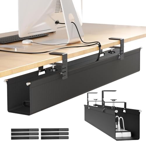 [Upgraded] Large Under Desk Cable Management Tray, Cinati Cable M...