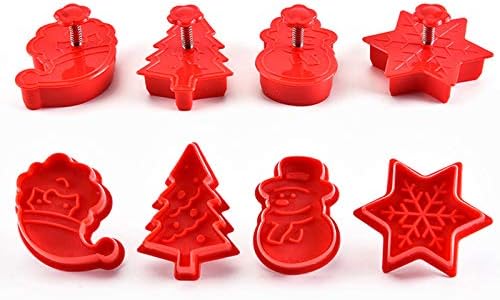 Christmas Cookie Cutter Set, 4 Pack Holiday Cookie Molds, Christmas Cookie Cutters for Baking - 3D Cookie Cake Plunger Cutter Baking Mold