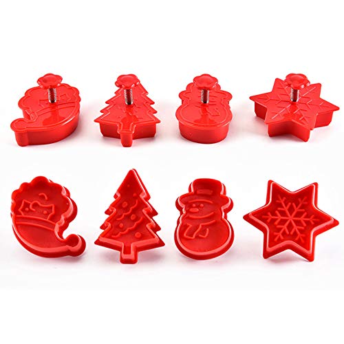 Christmas Cookie Cutter Set, 4 Pack Holiday Cookie Molds, Christmas Cookie Cutters For Baking - 3D Cookie Cake Plunger Cutter Baking Mold #TOP2