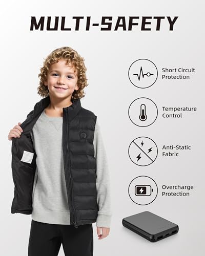 Kids Heated Vest,Boys Girls Lightweight Electric Heated vest for Child with 5V Battery Pack2