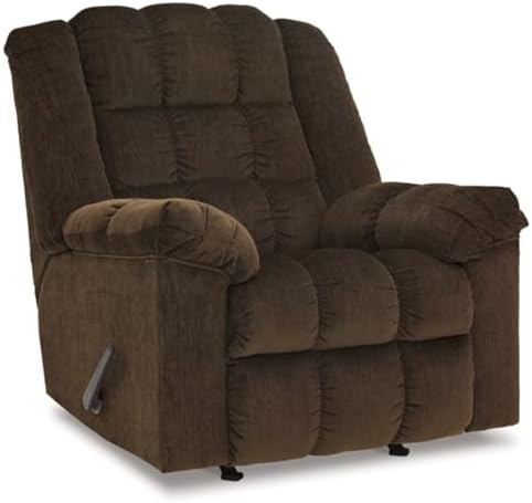 Signature Design by Ashley Ludden Ultra Plush Manual Rocker Recliner with Tufted Back, Dark Brown