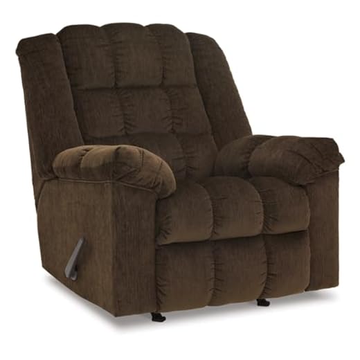 Signature Design by Ashley Ludden Ultra Plush Manual Rocker Recliner with Tufted Back, Dark Brown