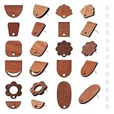 PH PandaHall 22Pairs Walnut Wood Stud Earring Posts Oval Round Square Wooden Earrings Pin Studs with Earring Back for Dangle Earring Jewelry Making, MAK-FW0001-01-Yilisi