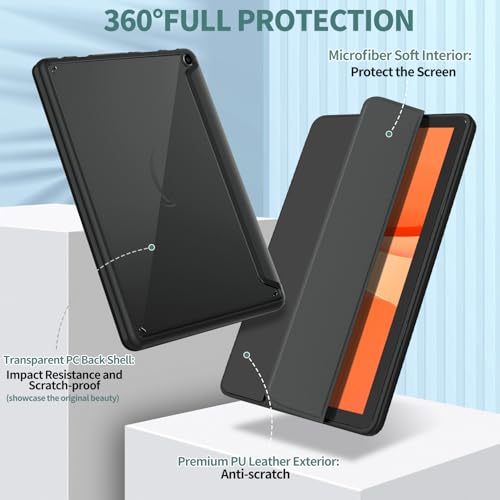 Image of Sanyetral Shockproof Trifold Stand Tablet Case with Auto Wake /Sleep Function, Incompatible with Nokia Remarkable TCL -Black