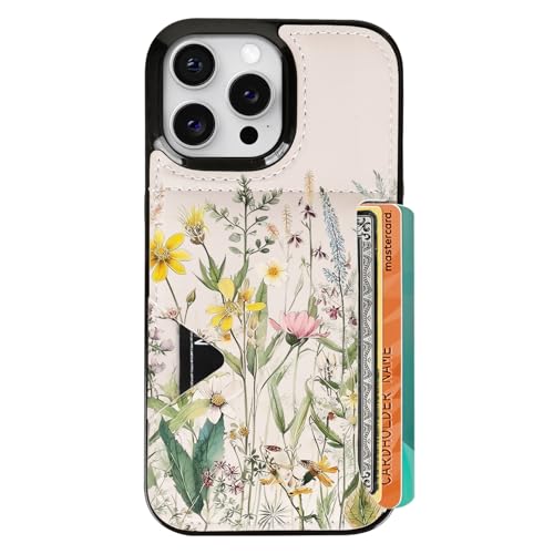 uCOLOR for iPhone 16 Pro Case with Card Holder- Slim (Desert Flowers)