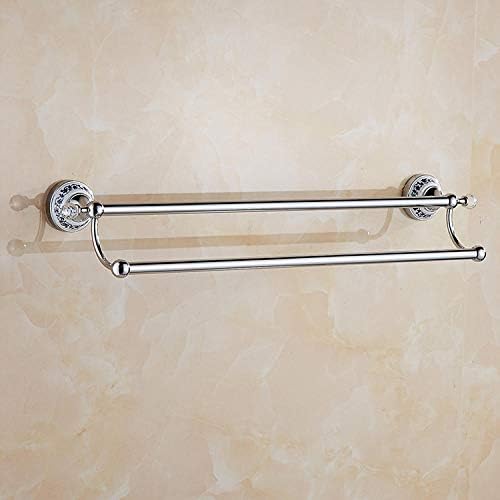 Joeesun European Towel Rack Crystal Silver Towel Rack Rack Antique Bathroom Hardware Pendant Set, Punch - Silver Hook 5 Hook